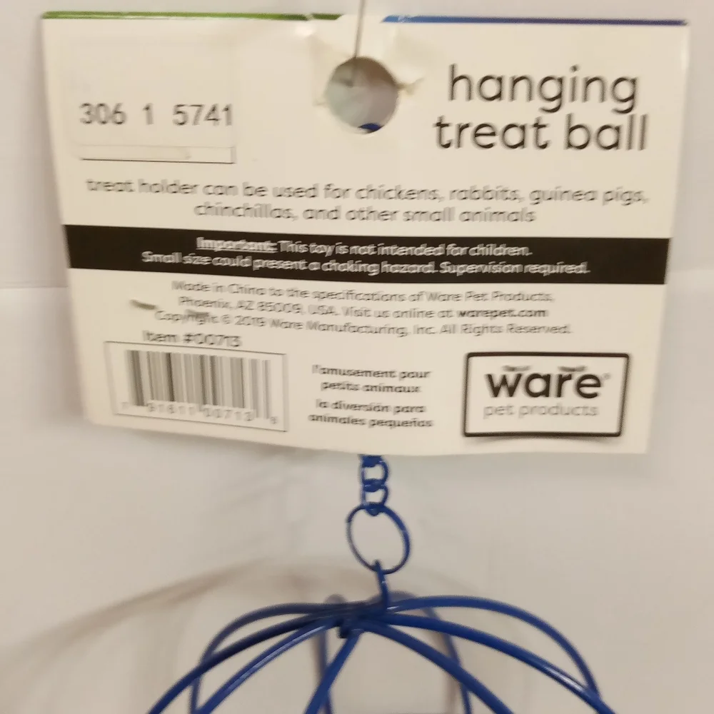 2 WARE Pets Wire Hanging Treat Despenser Ball Chickens Rabbits, Cats Dogs New